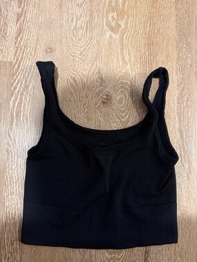 Women's Black Ribbed Crop Tank Top